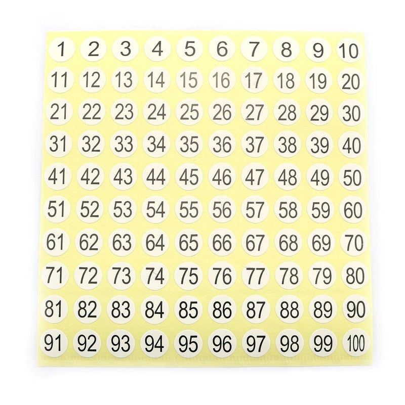 RLECS 30 Sheets Number Stickers 1 to 100 Self Adhesive Stickers Diameter 0.3 Inch Round Number Labels Small Garment Tags Home School Office Decoration - Image 2